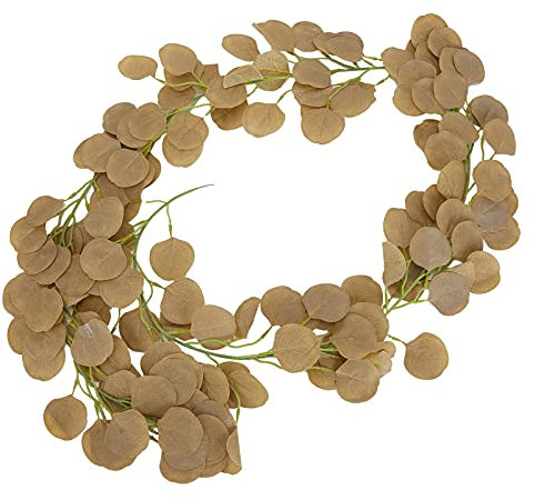 Fake Leaves Fabric Simulated Exquisite Greenery Eucalyptus Garland Greenery Garland for Home Wedding Birthday Party DIY Craft Cakes Garden Wall Decoration (sunset yellow)