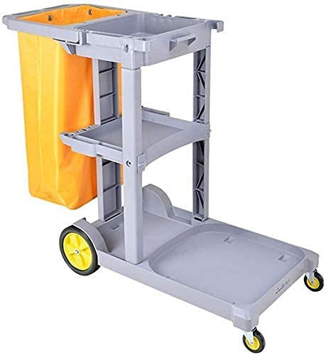 CCYENG Lagerregal-Reinigungswagen ohne Deckel, Mehrzweck-Reinigungs-Wäschewagen, großes Fassungsvermögen, Müllsack, DREI Paletten, Reinigung von Müllwagen, Gummirolle