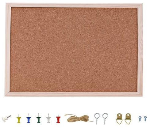 Pinnwand Kork, Pinwand Korktafel für Küche, Korkwand Pinnwand Klein, Pinnwand aus Kork mit Holzrahmen, 20 x 30 cm, Befestigungsmaterial und Druckstifte im Lieferumfang Enthalten, für Büro, Schule