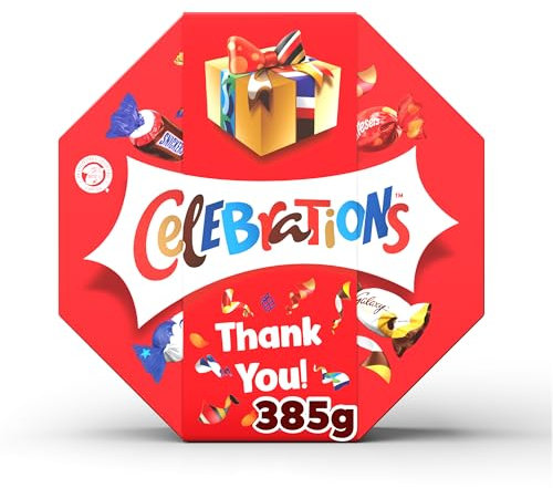 Celebrations Milk Personalised, 'Thank you' sleeved Chocolate Gift Box of Mini Chocolates & Biscuit Bars Centerpiece 385g