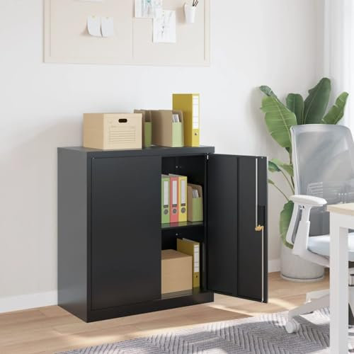 ShGaxin Aktenschrank Anthrazit 79x40x90 cm Stahl, Metallschrank, Werkstattschrank, Werkzeugschrank, Büroschrank, Lagerschrank, Garagenschrank, Stahlschrank