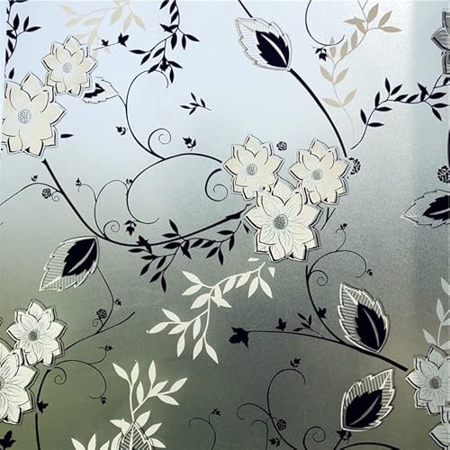 Hoonng Fensterfolie Blickdicht Selbsthaftend Motiv Blume Sichtschutz 30x200cm