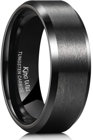 King Will Silber/Schwarz/Gunmetal Grau Wolframkarbid Ring - 6MM/7MM/8MM Versprechen Ehering für Männer Komfort Passform Abgeschrägte Kanten/Stufenkanten
