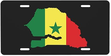 Placa de matrícula con Mapa del Terreno de Senegal para la Parte Delantera del Coche, Placa de matrícula de 6 x 12 Pulgadas, Placa de Metal para Coche, Etiqueta Decorativa novedosa y vanidosa