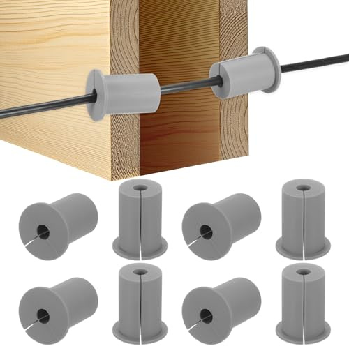 M METERXITY 8-Pack Cable Routing Kit, for 1 Inch Wall Hole Silicone Feed Through Wall Grommet Cable Punch Grommet Wall Hole Cover Bushing for Ethernet Cable [38mm Length, Grey]