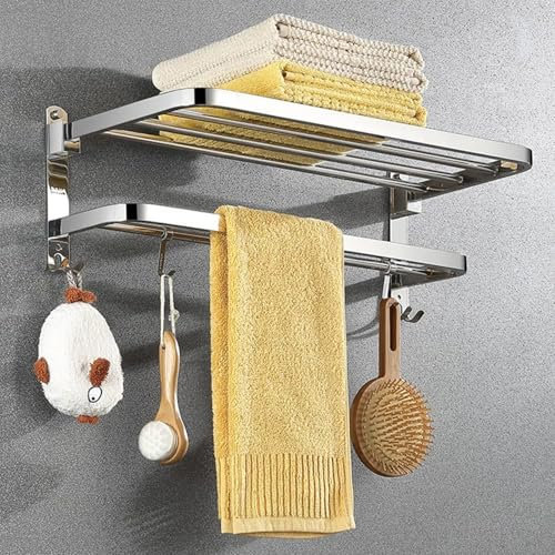60CM Handtuchhalter Ohne Bohren, Handtuchhalter Silber, Handtuchhalter Bad, Handtuchhalter Wand Badezimmer Zubehör Set, Handtuchhalter Küche Handtuchstange Ohne Bohren