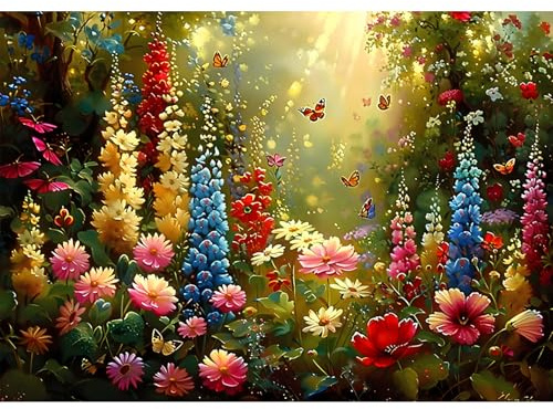 EOBROMD Diamond Painting Blume, 5D Diamant Painting Bilder für Erwachsene Schmetterling, DIY Diamant Malerei Set für Wanddekoration 30x40 cm
