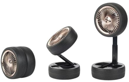 YZYOE Ventilador de escritorio recargable para neumáticos con luz LED, ventilador de juguete plegable portátil para exteriores, modo de 3 velocidades, nueva decoración de interiores.
