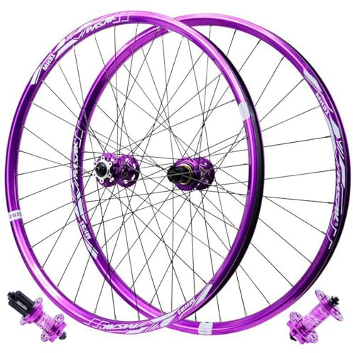 LPYDWZ 26/27,5/29 Tums Aluminiumlegering Cykelhjulsats, Nitfälg 4 Förseglade Lager Lila Hybrid/MTB Cykelhjul Fälg 32 Hål 7-12 Hastighetskassett(Front+Rear wheel,29 INCH)