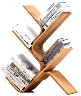 Bücherregal mit hohem Baum für CDs, Zeitschriften und Bücher, freistehend, Retro-Bücherregal für Zuhause, Büro, Bodenstehend, kleine Regale