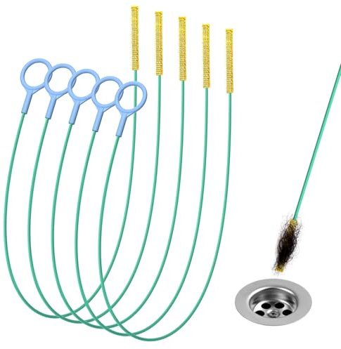 Kelly's Collection 30 Inch Drain Snake Sink Unblocker Tools(5 Pack), Unbreakable Metal Drain Cleaners and Unblockers, Long/Flexible/Thin Hair Clog Remover to Unclog Bathroom Sink, Tub, Shower