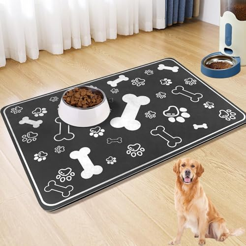 Caiyloxn Napfunterlage Hunde und Katze 50 x 30 cm Futternapf Unterlage rutschfeste Futterunterlage Katze Wasserdicht Hundenapf Unterlage für Haustier