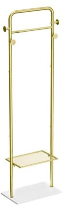 zhangrui1888 Standgarderobe Garderobenständer aus Metall in Gold, Eckständer for den Eingangsbereich, Hut-Kleiderbügel mit Marmorsockel for Kleidung, Hüte, Handtaschen Freistehende Garderobe