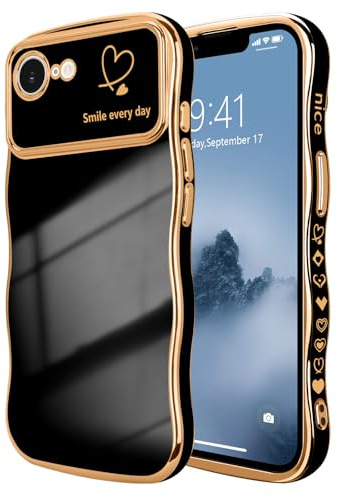 LCHULLE för iPhone 17e/16e fodral söt för kvinnor flickor vågform, svart