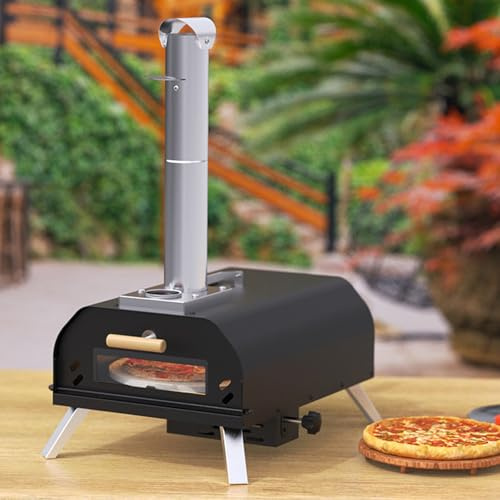 12Inch Per Pizza Portatile Per Feste, Forni Per Pizza A Pellet Di Legno, Griglia Per Pizza Esterna Con Pietra Per Pizza Girevole A 360°, Forni Per Pizza Da Tavolo, Per Cortile/Campeggio