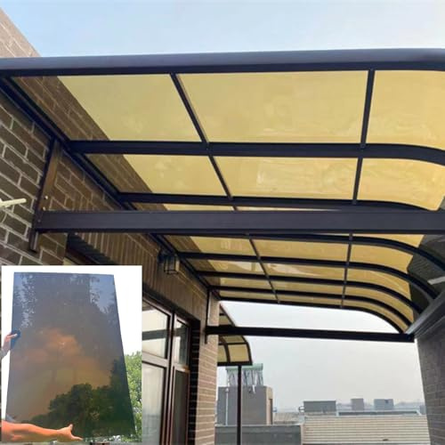 Transparente Polycarbonat-Dachplatten, UV-Schutz, 1,5 mm Dicke, für den Außenbereich, Baldachin, Braun, 200 x 200 cm, strapazierfähiges, klares Dachmaterial für Terrassen und Decks