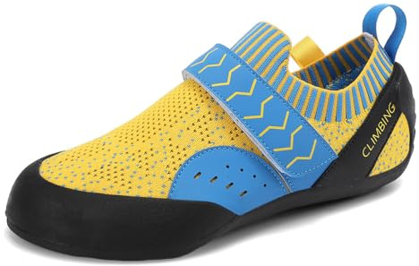 ZHENSI Klätterskor för män och kvinnor Lätta inomhusskor för nybörjare i bouldering med nät och halkfria detaljer,Yellow,42 EU
