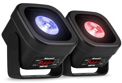 BeamZ BBP12 Akku Uplight Spot 2er Set - 12 Watt LED Par Strahler Outdoor, 13h Akkulaufzeit, IP65, Magnet Clip, Bühnenbeleuchtung, Dimmer, Stroboskop, DMX & Automodi, Bühnenlicht inkl. Fernbedienung