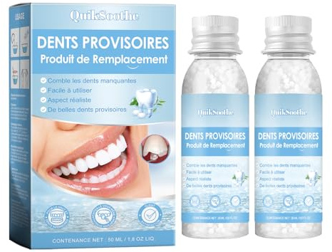 Remplissement dentaire temporaire (2 pièces), Kit de réparation de remplissage dentaire, Perles de réparation de prothèses dentaires pour la fixation temporaire du remplissage