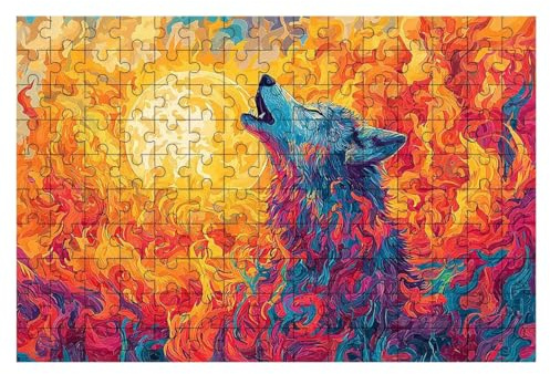 Puzzle 1500 Teile Wolf, Flamme Puzzle 1500 Teile Erwachsene, Puzzel für Die Ganze Familie, Klassische Puzzles Geschicklichkeitsspiel, Holzpuzzle für Geschenke für Frauen, Männer, Deko Wohnzimmer -1827