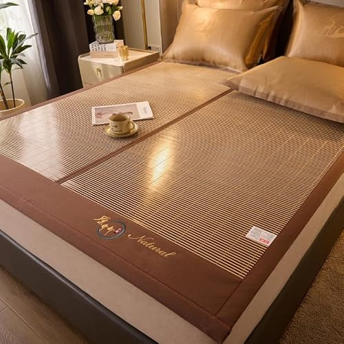 AVSMGP D,150 * 195CM, Tapis Couchage D'été en Bambou Naturel – Matelas Lit Rafraîchissant pour L'été – Antidérapant, Lavable, Pliable Et Léger pour Les Personnes Ayant Chaud La Nuit