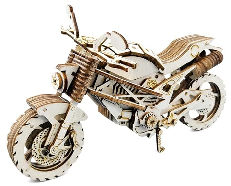 3D Wooden Puzzle Motorcycle Model Kit - DIY Motocross Gift for Adults | Wooden Motorbike Construction Set, Model Building Hobby Kit, Birthday Christmas Gift, Desk Display Decor for Adults