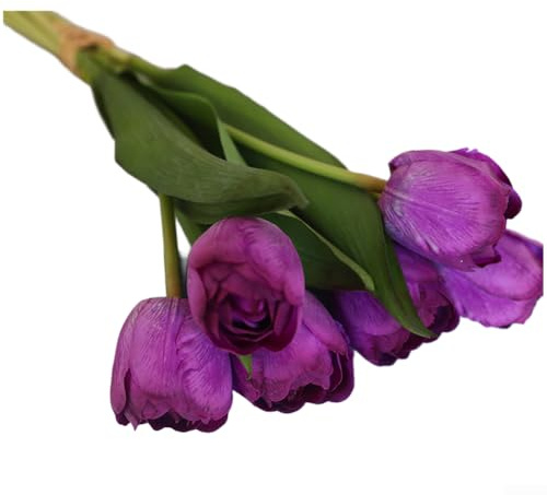 ZWEquipint 6 st konstgjord siden tulpanbukett, 33 cm falska blommor med justerbara stjälkar för hembröllop dekoration (lila)