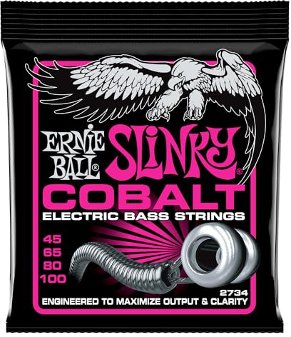 Ernie Ball Super Slinky Cobalt Cordes pour basse électrique, calibre 45-100