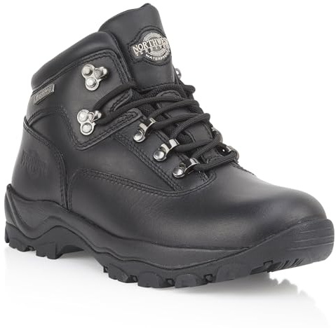Northwest Territory Men's Inuvik Leather Waterproof Walking Boots | Cushioned EVA footbed, NWTDRY Waterproof membrane and high-top ankle support; ideal for hiking, trekking and rambling