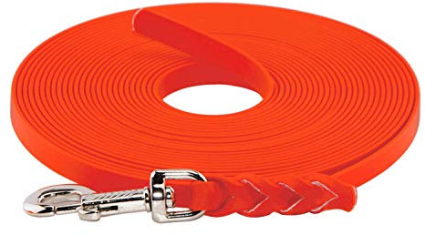 LENNIE BioThane Schleppleine, 13mm, Hunde 15-25kg, 5m lang, ohne Handschlaufe, Neon-Orange, geflochten