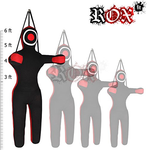 Grappling Dummy, MMA Jiu Jitsu Judo Sacco da Boxe, Manichino alla Prese Nero Rosso (6 Pieds (72) - 180 cm - Non Riempito)