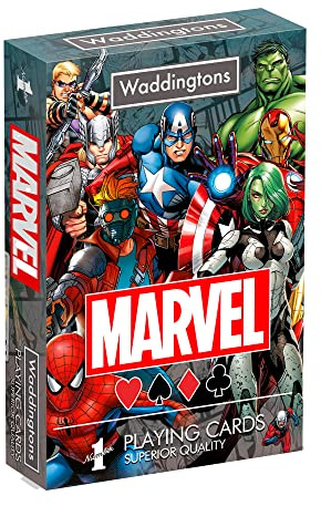 Waddingtons Number 1 Marvel Universe Playing Card Game, play with your favourite superheroes including Iron Man, Spider-Man and Captain America, gift and toy for boys, girls and adults Aged 6 plus