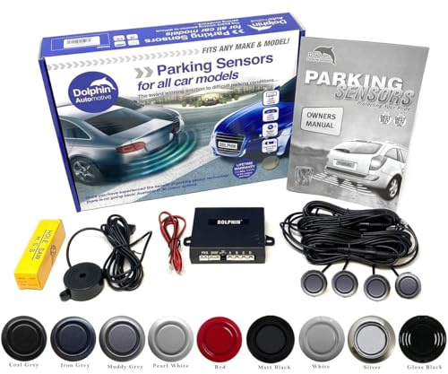 Dolphin Automotive DMS400 Micro Size Reverse Parking Sensors - 4 Rear Sensors With Audio Alerts - Auto Express Award Winning Brand In 9 Colours (Muddy Grey)