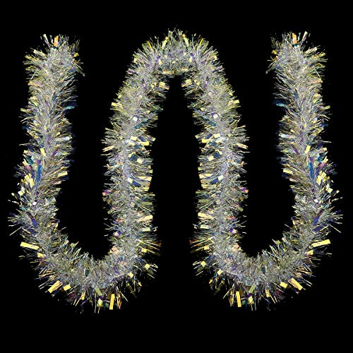 Decora White Tinsel Garland for Christmas Tree Decorations Wedding Birthday Party Supplies 19 Feet