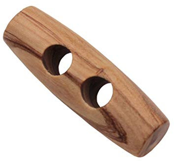 5 Stück Holzknöpfe aus echtem Oliven Holz Knebel Toggle oval Holz Knöpfe Naturknöpfe (30mm)
