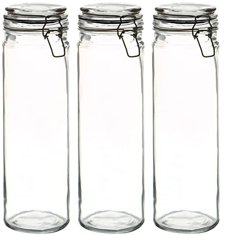 Argon Tableware Glaspaghetti -Gläser - 2L - Schwarzes Seal - Pack Von 6