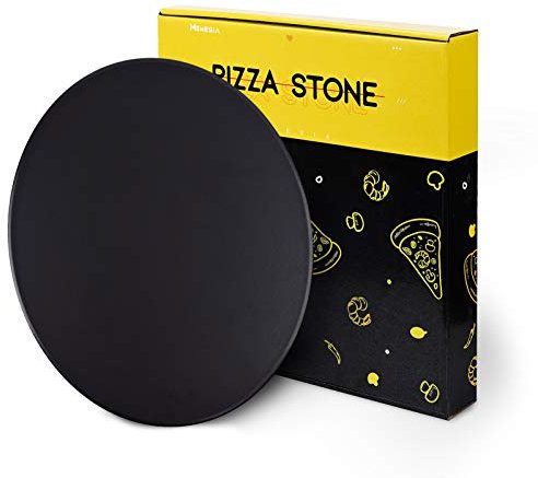 Menesia 12 Inch Black Non-stick Ceramic Pizza Stone Pan, Round Oven Baking and Cooking Stone for Ovens & Grill & BBQ