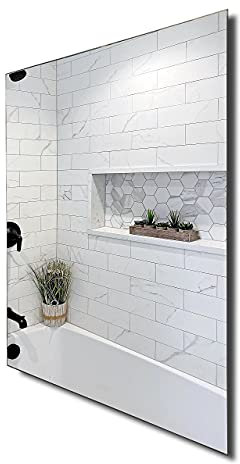 baanio - Espejo Baño Rectangular 60x80 cm Smooth | Espejos de Baño con Antivaho | Vidrio Resistente 4 mm, Plata Ecológica sin Cobre, Fácil Instalación | Montaje Horizontal o Vertical | Diseño Moderno
