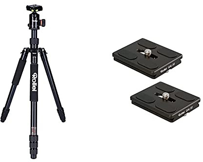 Rollei C6i - Kamerastativ mit Stativkopf und Tasche - Aluminium - Arca Swiss kompatibel & professionelle Kamera-Schnellwechselplatte/Schnellverschlussplatte, Passend für alle Kameras - 2 er Pack