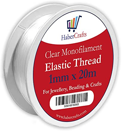 1mm Clear Elastic Thread Stretchy Elastic For Bracelet Making Bracelet Clear Elastic For Jewellery Making Elasticated String Bracelets Necklace Beading Decorations Jewellery (1mm x 20m - 1 Spool)