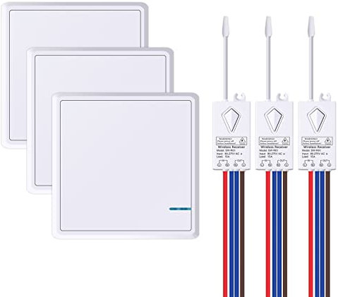 NineLeaf Wireless Light Switch and Receiver Kit, Outdoor 600m Indoor 50m Remote Control for Led Light Wireless Panel Switch, IP66 Waterproof, 3 Switches 3 Receivers Switch Kit