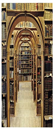 TüRfolie TüRtapete TüRposter Selbstklebend 3d Fototapete Klebefolie TüR Mit Motiv TüRaufkleber Kinderzimmer Braune Bibliothek 77 X 200cm(30,31 X 78,7 Zoll)