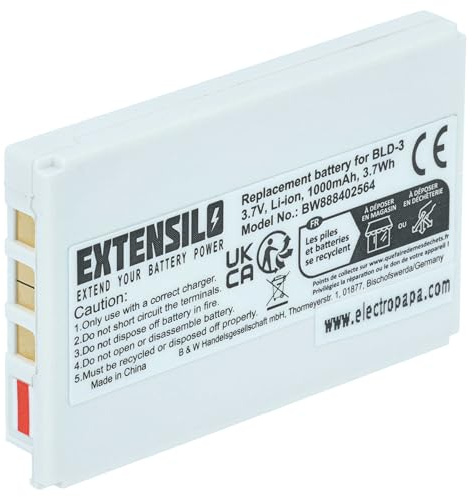 EXTENSILO Akku kompatibel mit Nokia 6560 | 6225, 3205I, 6585, 6200, 3205, 6220, 3200, 2100, 3300 Handy Smartphone Telefon (1000 mAh, 3,7 V, Li-Ion)