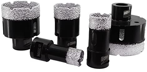KURSTOL Punta per Trapano Diamantata - 5 PCS Fresa diamantata 20/25/35/50/68mm filettatura M14 per foratura a secco Porcellana Ceramica Granito Marmo Pietra Smerigliatrice angolare