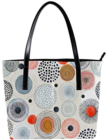 Schultertasche, leicht, lässig, Schultasche, Lehrertasche, Handtasche, Geldbörse, Kritzeleien, Kreise, Muster, rund, bunt, Mehrfarbig