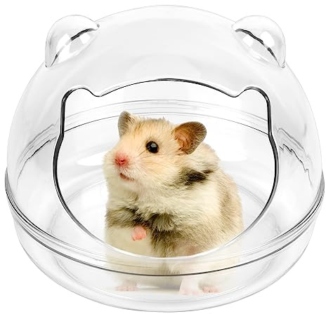 QKURT Large Hamster Sand Bath,Hamster Sand Bath Container,Transparent Hamster Toilet Hamster Bathroom,Small Pet Bathtub,Washable Small Animal Sauna Sandpit for Syrian Hedgehog Guinea Pig Chipmunk(L)