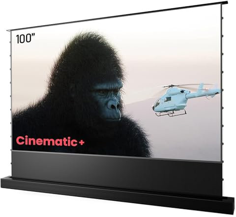 AWOL VISION 100 Motorized ALR Floor Rising Projector Screen for Ultra Short Throw Projector, Projector Screen for Home Theater, 4K/8K Ultra HD, 95% Ambient Light Rejecting, Active 3D-ALR-F210C