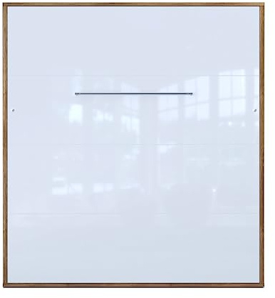 MAXIMAHOUSE Schrankbett Vertikal Invento LED 180V (180x200) Mit Gepolstertem Kopfteil, Hochglanz, Mit Lattenrost (Eiche Country/Weiß Glanz)