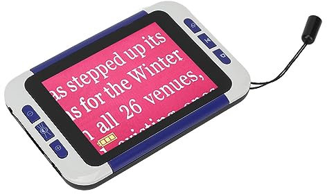 3,5 Zoll Handvideo Digitallupe für Sehbehinderte, Elektronische Lesehilfen mit 26 Farbmodi, Digitale Videolupe mit 2 Bis 48 fachem Zoom, Wiederaufladbar über USB (EU-Stecker)