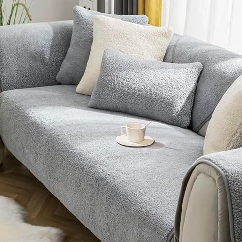 Sofa Überzug- für 1-4 Sitzer, Samt sofa überwurfdecke- mit Rutschfester Unterlage, Sofa überzug l form Sofa Cover Couch Überzug für Haushalte mit Hunden ,Verdicken Sofa Überzug Ecksofa für den Winter